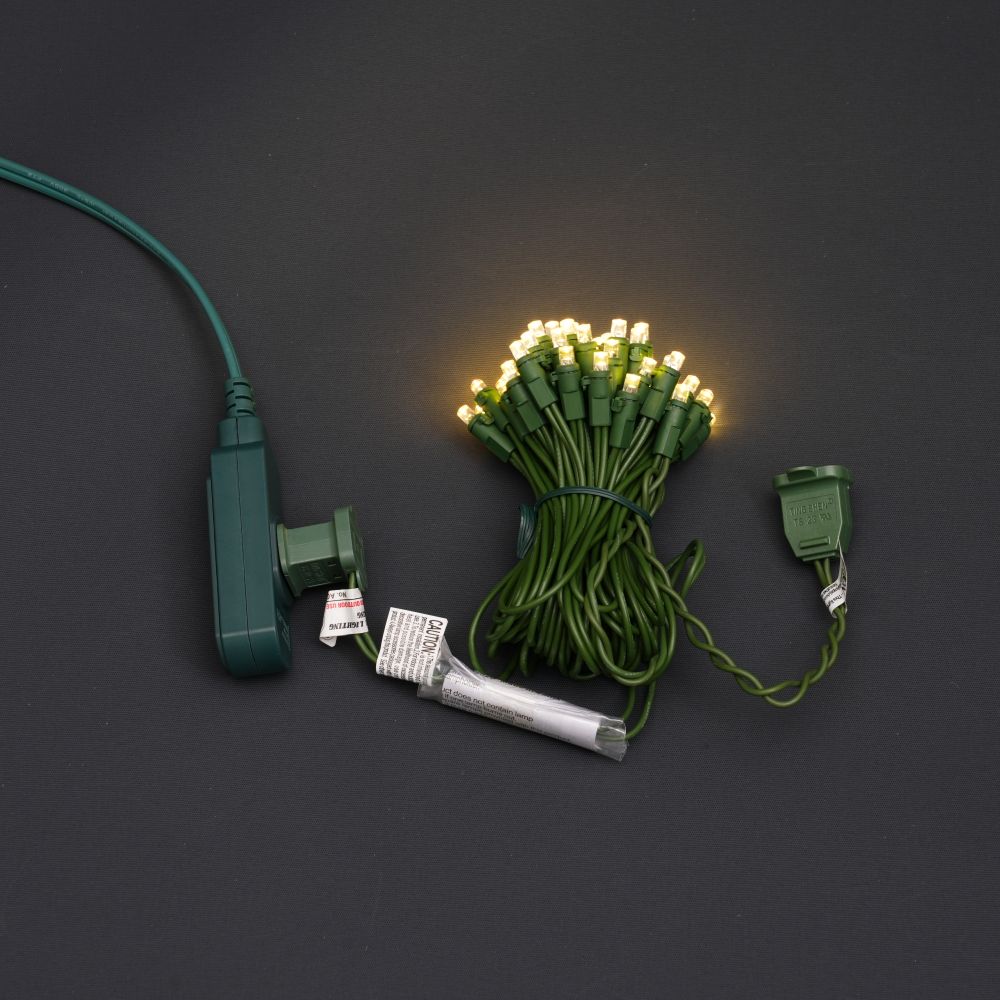 Grass green wire warm white LED ring light string